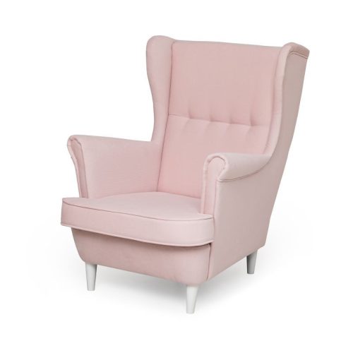 USZAK ZELLA fotel, szín - világos rózsaszín, széklábak színe - fehér