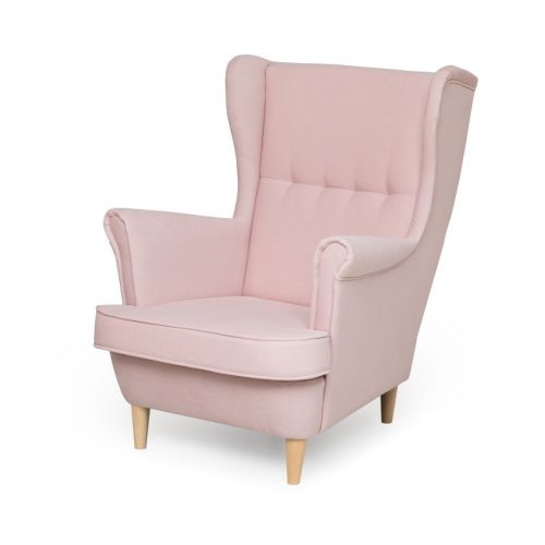 USZAK ZELLA fotel, szín - világos rózsaszín, széklábak színe - natúr bükk